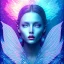 Placeholder: Face Angel crystalline, blue,pink , cosmic, opalescent, gemstones, crystals, other worldly,water,bright, ice background, snow lake blue