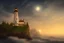 Placeholder: scenery lighthouse by night