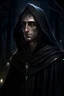 Placeholder: Male Elf Shadowcaster in cloak Portrait all black at night