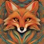 Placeholder: A mesmerizing optical illusion of a fox image, in an intricate guilloche style with overlapping bright colors,