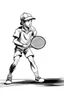 Placeholder: A black and white image of a classic tennis player KIDS performing a backhand swing on a grass court. Style: Vintage Photography, Mood: Timeless and Skillful, Lighting: Sunlight with soft shadows, T-shirt design graphic, vector, contour, white background.