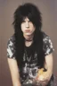 Placeholder: full color image, 1980's yearbook photo, teenager, Mick Mars, 14 years old, Motley Crue, photorealistic, --ar 9:16 --style raw