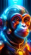 Placeholder: Futuristic monkey portrait in the style of Greg Rutkowski, in abstract, surreal landscapes, futuristic elements, intricate details, esoteric elegance, fantasy realism with 3D UHD HDR enhancement, bright and vivid colors, key light reflected in twinkling eyes, meticulously perfect composition, illusion of the highest quality, double exposure effect, illustrated storybook, clear focus, 8k resolution, digitally printed masterpiece.