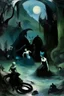 Placeholder: A bluish black galactic nightmare realm empire painted by Edgar Degas