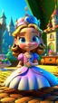 Placeholder: With ribbons and bows, and a table so neat, She readies the castle for a magical feat. The aroma of tea, in the air, starts to twirl, As Princess Penelope invites every boy and girl. , cartoon,3D