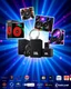 Placeholder: A beautiful design with photos of Sony party speakers and party boxes, headphones, mobile chargers, and JBL speakers in the center of the image and several famous logos from the world's audio and video systems at the bottom of the image with a beautiful and unique color theme.