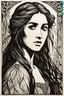 Placeholder: create a deeply powerful tragic, heart wrenching, and evocative, woodcut of fairy tale Rapunzel with highly detailed and deeply cut facial features, in the style of KATHE KOLLWITZ , searing lines and forceful strokes