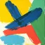 Placeholder: A painting consisting of abstract shapes in three different colors. Brush Strokes. Sloppy, non-realistic. Non euclidian. 3 dimensional. Depth.