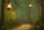 Placeholder: wooded forest stone path lantern