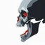 Placeholder: Minimalistic vampire skull with open mouth, side view, 2D