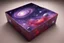 Placeholder: beautiful paintings of purple space, galaxies on red rectangular box, very realistic