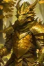 Placeholder: Dragonborn DnD, golden, friendly face, tree knight