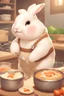 Placeholder: Cute chubby bunny boy floppy ears adventurer dnd cooking art realism