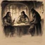 Placeholder: In a dimly lit tavern, shadows danced across the faces of three medieval adventurers - two men and one woman. Their expressions masked by the flickering candlelight, they traded maps drawn on parchment yellowed with age, fingers tracing paths through uncharted lands leading to untold riches. The ambiance was heavy, devoid of smiles and filled with an undercurrent of anticipation.