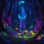 Placeholder: A black light painting of an intricate folk art gorgeus elf in the forest. Neon glow, UV light. fantasy,colorful8k resolution concept art, Greg Rutkowski,SIXMOREVODKA, pastel color, Nighttime Lighting, digital illustration, 4K, Hyperdetailed, Intricate Details, 3D shading, Art of Illusion