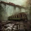 Placeholder: an abandoned train on tracks falling apart and overgrown by nature with large puddles of water flooding part of tracks, 8k resolution, high-quality, fine-detail, intricate, digital art, detailed matte, volumetric lighting, illustration, 3D octane render, brian froud, howard lyon, selina french, anna dittmann, annie stokes, lisa parker, greg rutowski