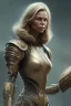 Placeholder: charlize theron robot makeaup colored, viking clothes atmospheric, realistic, unreal engine, cinematic lighting, octane render.