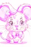 Placeholder: A drawing of a cute pink mouse with one bow on her head