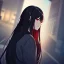 Placeholder: Clear focus,High resolution, black long hair, Vibrant red eyes, Emo style,