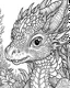 Placeholder: Clean coloring page on white background: comical baby dragon , 24mm portrait lens closeup, fairy tale style, focus sharp on main object, all white details, masterpiece white thinnest and clean line ink drawing with extremely artwork, the best-detailed outline crisp art, sharpest monochrome coloring page, ultra clean monochrome vector image, isometric vector Art by Rebecca Dautremer and Corrine Carlson's iconic style , 8kit a clarity and clean appearance, 8k,