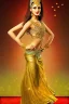 Placeholder: Azeri dancer golden statue in modern art museum dynamic colorful lights