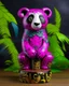 Placeholder: A magenta magic elemental panda designed in Hawaiian tikis painted by Gustav Klimt