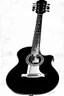 Placeholder: Old acoustic mariachi guitar black and white graphic Old acoustic mariachi guitar