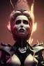 Placeholder: Constance Langdon as evil queen in black leather, leather, busty, cleavage, angry, stern look. character design by cory loftis, fenghua zhong, ryohei hase, ismail inceoglu and ruan jia. unreal engine 5, artistic lighting, highly detailed, photorealistic, fantasy