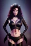 Placeholder: painting of lisa ann as evil queen in black leather pants, , leather, angry, stern look, volumetric lighting, particales,highly detailed,cinematic, deep colours,8, highly detailed, digital painting, artstation, concept art, smooth, sharp focus,