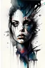 Placeholder: An abstract realism modern design with watercolo and beautiful portrait of an amazing women dark art horror