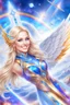 Placeholder: cosmic woman angels smile,admiral high commander from the future, one fine whole face, crystalline skin, expressive blue eyes,rainbow, smiling lips, very nice smile, costume rainbow pleiadian, Beautiful tall woman pleiadian Galactic commander, ship, perfect datailed golden galactic suit, high rank, long blond hair, hand whit five perfect detailed finger, amazing big blue eyes, smilling mouth, high drfinition lips, cosmic happiness, bright colors rainbow, blue, pink, gold, jewels, realist,8k