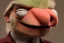 Placeholder: Angry muppet trump in suit, no tongue, looking forward, face, little, round puffball nose, yellow eyebrows