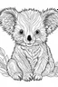 Placeholder: outline art for Koala Joey coloring pages with sitch, white background, Sketch style, full body, only use outline, toddlers style, clean line art, white background, no shadows and clear and well outlined.