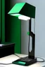 Placeholder: gaming table lamp inspired by knife, modern design, black and green color