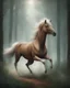 Placeholder: A centaur majestically galloping through the dense forest in the style of Doug Hyde , fantastical landscape, soft strokes , mythology portrait, classic illustrated digital design