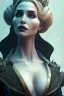 Placeholder: Constance Langdon as evil queen in black leather, leather, busty, cleavage, angry, stern look. character design by cory loftis, fenghua zhong, ryohei hase, ismail inceoglu and ruan jia. unreal engine 5, artistic lighting, highly detailed, photorealistic, fantasy