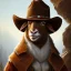 Placeholder: portrait of a western goat anthromorph male with a cowboy hat in the style of redwall