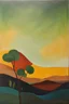 Placeholder: Eco-Minimalism" - Depict the idea of sustainability and eco-consciousness in a minimalist painting that incorporates organic shapes and earthy colors , vibrant rich dark colors,
