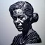 Placeholder: LinoCut, lady, full-length, detailed, Realistic Portrait painting, medium shot