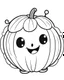 Placeholder: outline art for halloween coloring pages for kids with cartoon cute happy pumpkin , white background, Sketch style, full body, only use outline, clean line art, white background, no shadows and clear and well outlined, coloring page for kids, kawaii style