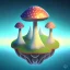 Placeholder: 100mm photo of isometric floating island in the sky, surreal mushroom with jewels, intricate, high detail, behance, microworlds smooth, macro sharp focus, centered