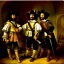 Placeholder: oil portrait of The Three Musketeers and d'artagnan with armor by Rembrandt 8k