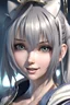 Placeholder: 8k quality realistic image of a beautiful anime girl with a mychievious face and a naughty grin, action, up close, 3d