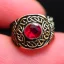 Placeholder: ruby ring with braided tungsten and gold, celtic ring, nordic ring, viking ring, engraved carved band, runes, men's jewellery