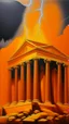 Placeholder: An orange colored Greek lightning temple painted by Hashimoto Gaho