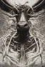 Placeholder: a very insane outrageous portrait of a cow in (H.R giger) style with lots of alien tenticles, being held at gun point in a (grungy toilet)::26, from new york subway, 8k