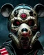 Placeholder: zombie mickey mouse hybrid, photorealism, movie screen capture, horror, sci-fi, retrofuturism, matching mickey mouse ears on mask