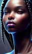 Placeholder: black girl, cute, beautiful, braids, head and shoulders portrait by Greg Rutkowski