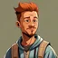 Placeholder: 2d illustration happy young brown-skinned man with mohawk wearing overalls portrait