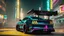 Placeholder: Mustang ultimate tuning Mansory Cyberpunk 2077 neon Style Rear View, Super Detailed, desktop wallpaper, 4K